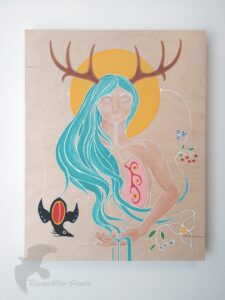 Adrienne Assinewai, Paint, fiber, textile, digital art, visual arts, Indigenous Artist, First Nations, Indigenous Arts Collective of Canada, Pass The Feather